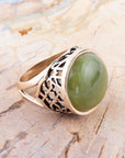 Green Canadian Jade Golden Statement Ring