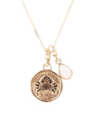 Cancer - Zodiac Pink Opal Golden Charm Necklace