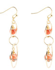 Canyon Red Magnesite Double Drop Golden Earrings