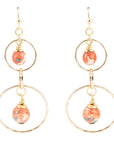 Canyon Red Magnesite Double Drop Golden Earrings