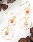 Canyon Red Magnesite Double Drop Golden Earrings