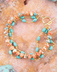 Canyon Blue and Orange Magnesite Golden Toggle Bracelet