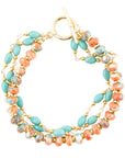 Canyon Blue and Orange Magnesite Golden Toggle Bracelet