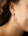 Carly White Pearl Complete Loop Golden Post Earrings
