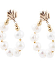 Carly White Pearl Complete Loop Golden Post Earrings