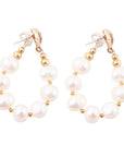 Carly White Pearl Complete Loop Golden Post Earrings