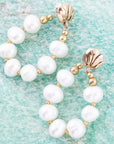 Carly White Pearl Complete Loop Golden Post Earrings