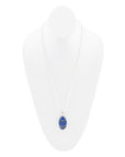 Carved Blue Lapis Sterling Silver Pendant Necklace