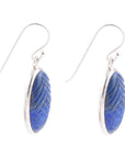 Carved Blue Lapis Sterling Silver Drop Earrings