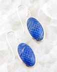 Carved Blue Lapis Sterling Silver Drop Earrings