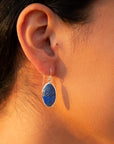 Carved Blue Lapis Sterling Silver Drop Earrings