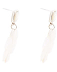 Carved White Mother of Pearl Flower Sterling Silver Statement Earrings
