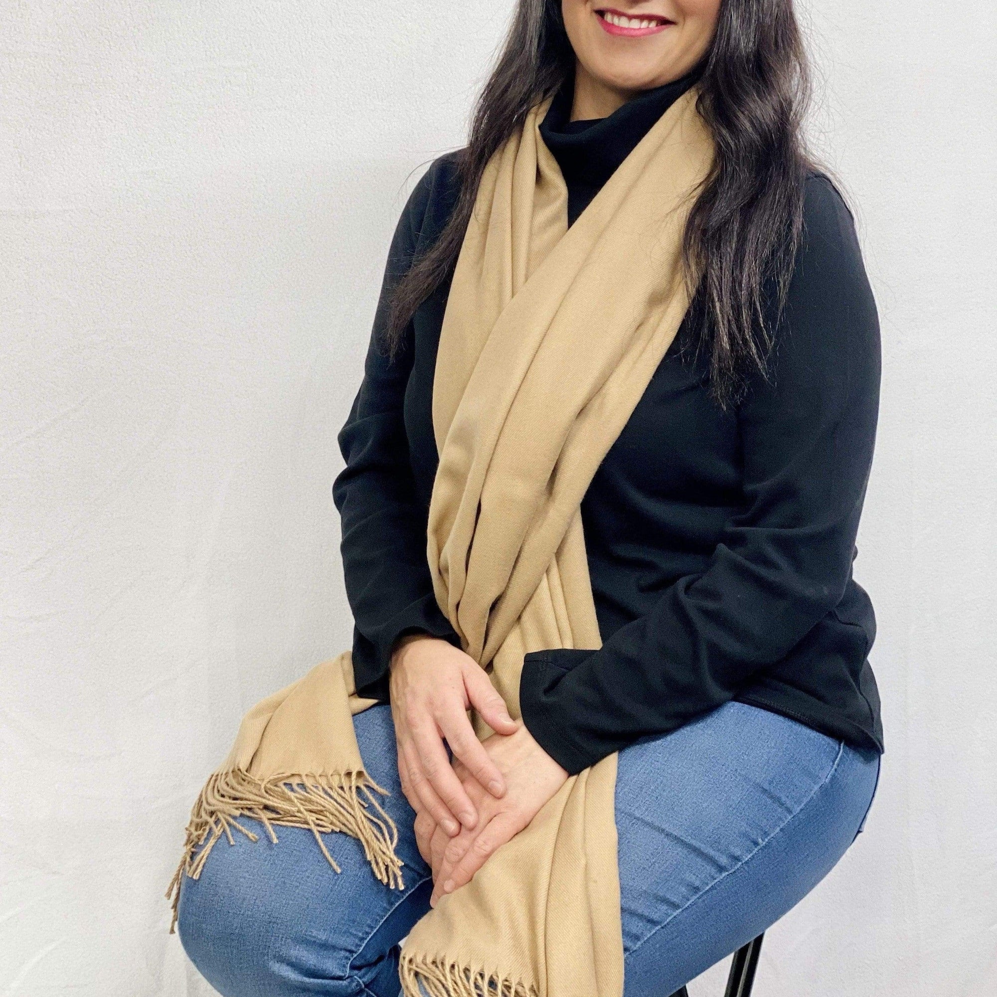 Ultra Soft Tan Cashmere Scarf / Wrap / Shawl / Cover