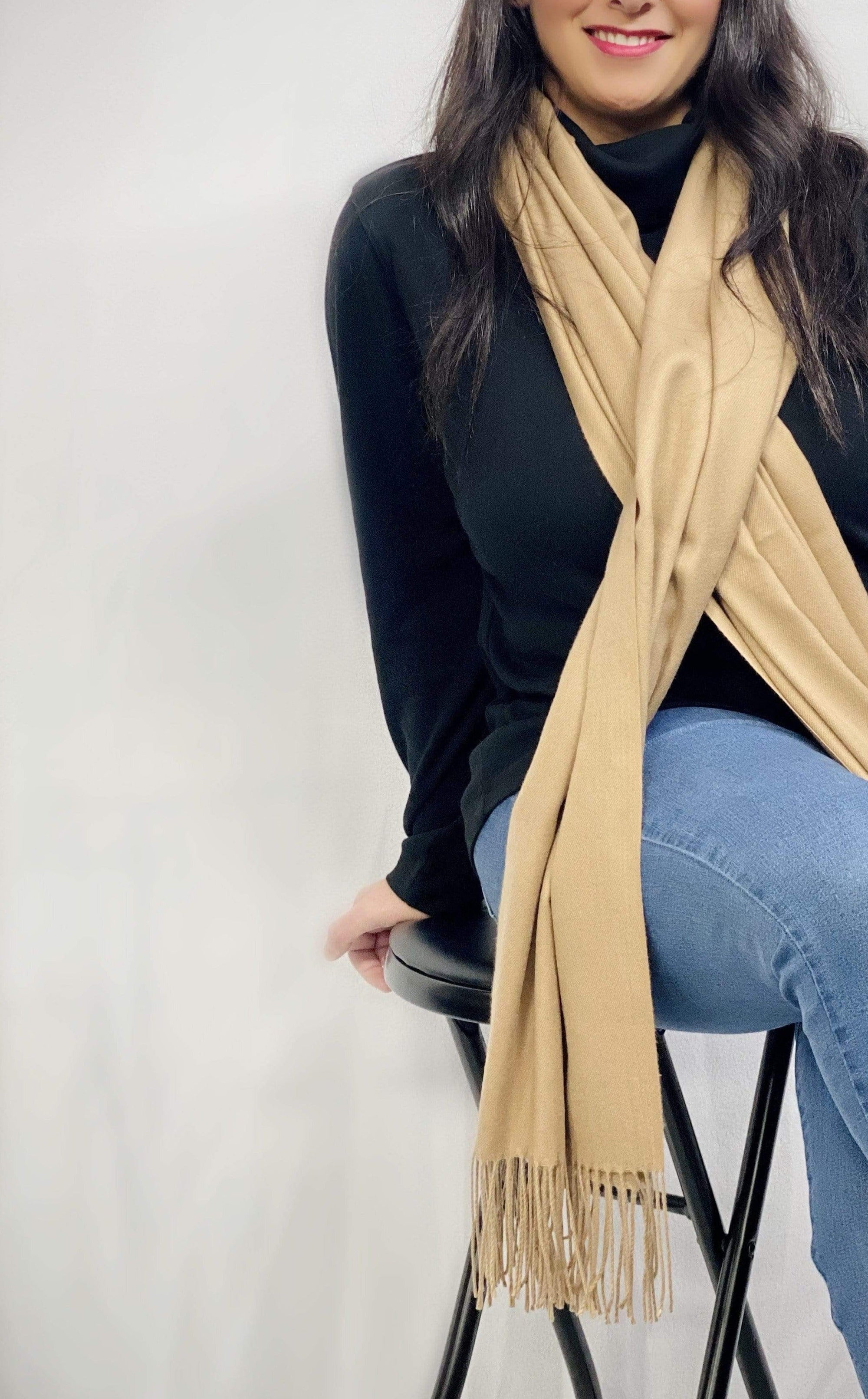 Ultra Soft Tan Cashmere Scarf / Wrap / Shawl / Cover