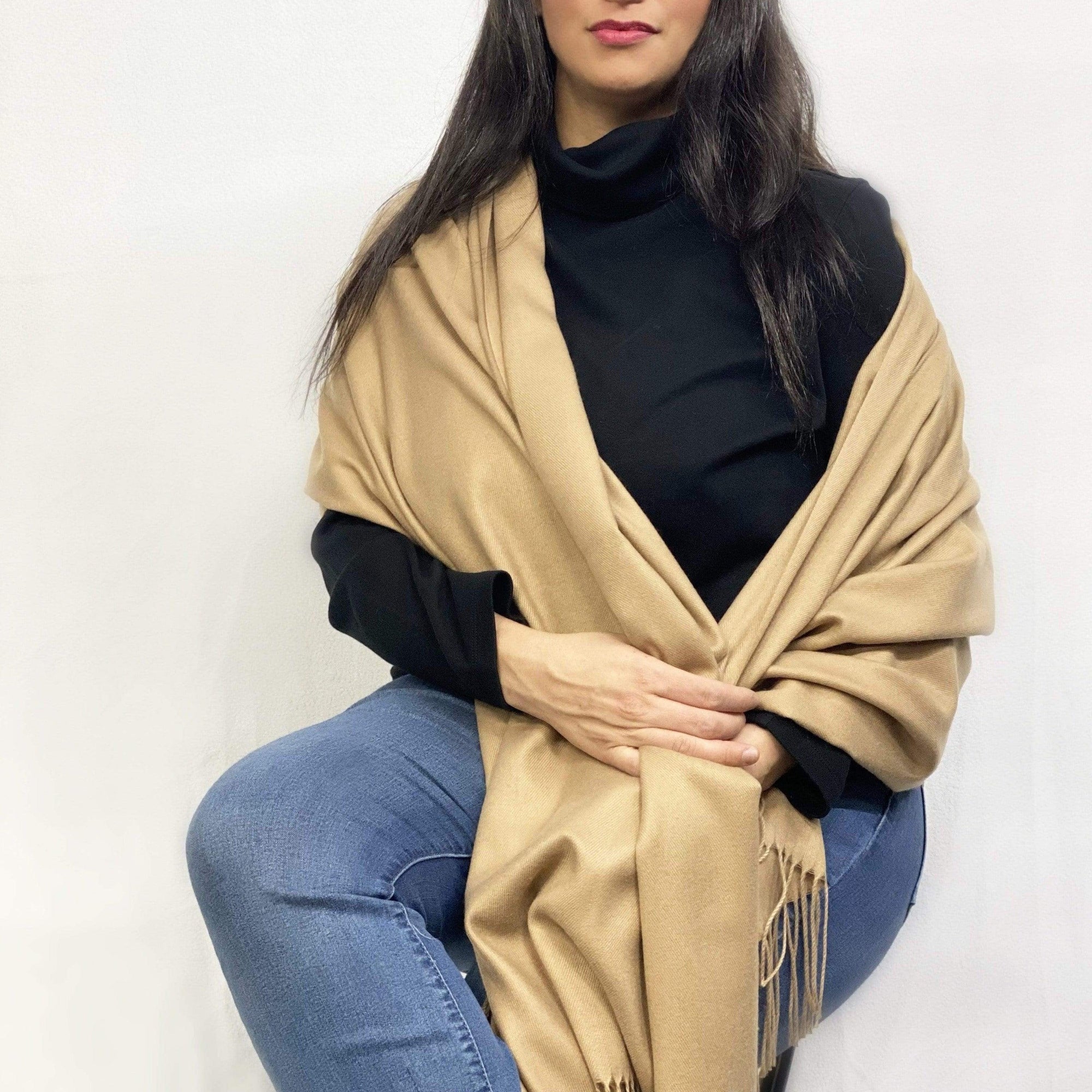 Ultra Soft Tan Cashmere Scarf / Wrap / Shawl / Cover