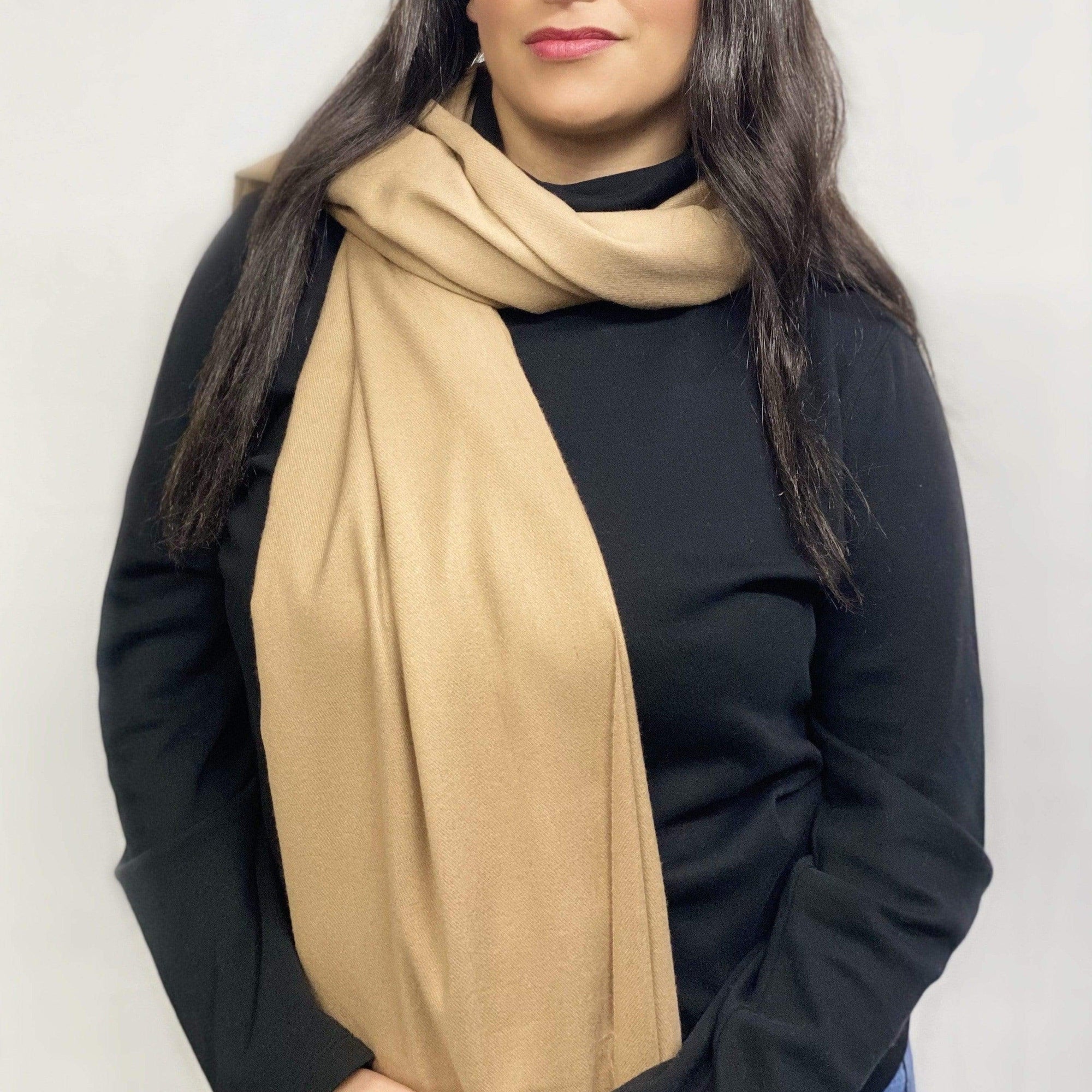 Ultra Soft Tan Cashmere Scarf / Wrap / Shawl / Cover