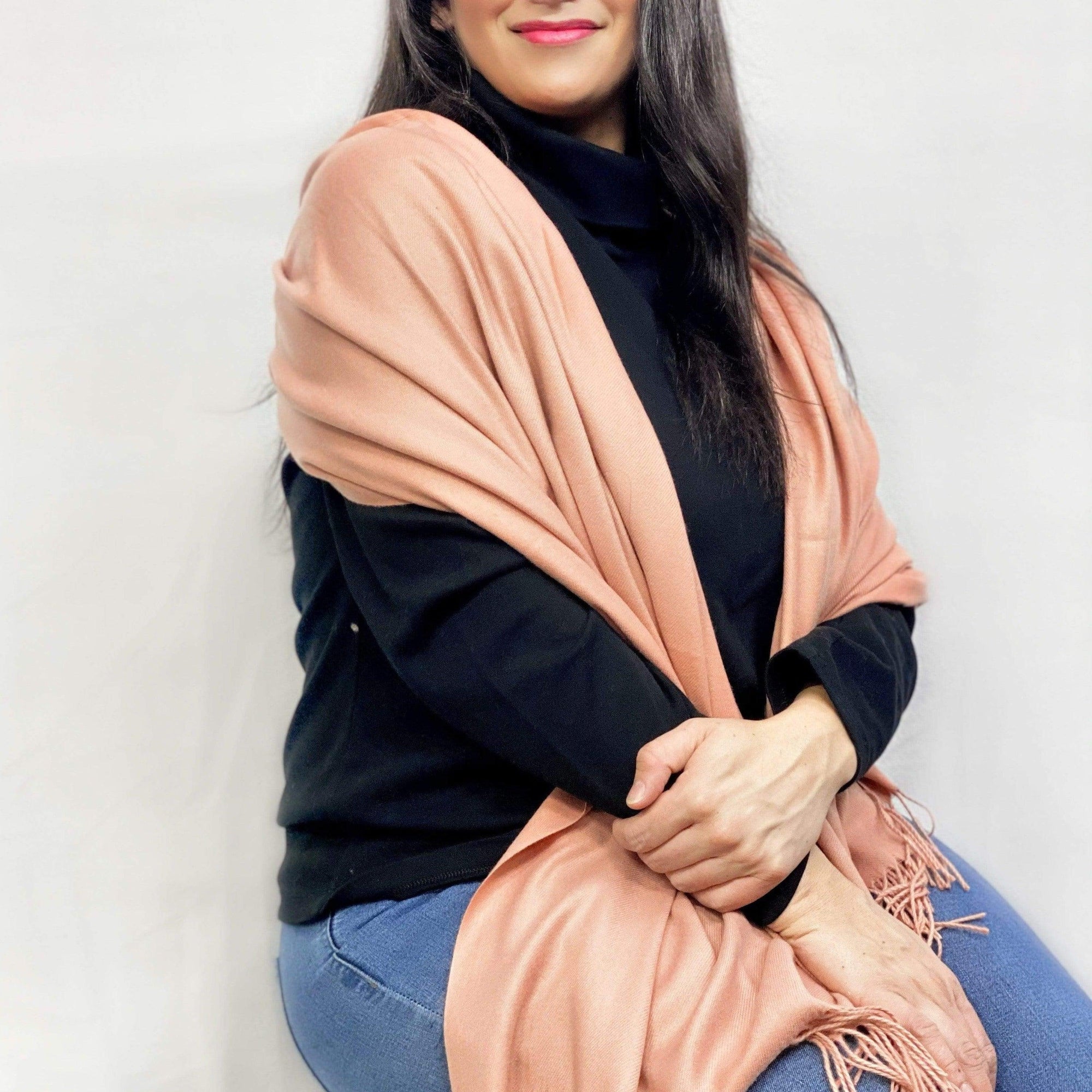 Ultra Soft Peach Cashmere Scarf / Wrap / Shawl / Cover