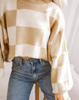 Checker Bishop Sleeve Sweater