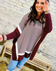 Stripe Colorblock Patchwork Dolman Sleeve Sweater