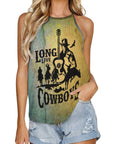 Cowboys Print Women's Western Tank Top