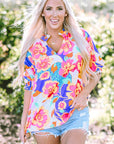 Emerie Floral Split Neck Blouse