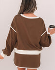 Colorblock Long Sleeve Top and Skort Set