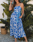 Shelby Floral Spaghetti Strap Maxi Dress with Waist Tie
