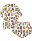 Vintage Cowgirl Collage Western Satin Ruffle Pajama Set