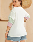 Iliana Patchwork Half Sleeve Plus Top
