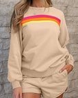Colorblock Stripe Pullover and Shorts Set
