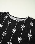 Bow Textured Puff Sleeve Top