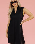 Kyla Collared Slit Neck Sleeveless Mini Dress