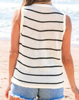 Nola Stripe Buttoned V Neck Vest