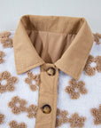 Floral Button-Up Fleece Pocketed Jacket