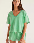 Patchwork V-Neck Tee and Shorts Set