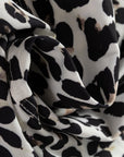 Leopard Stripe Collared Long Sleeve Flared Dress