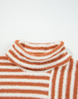 Stripe Cowl Neck Drop Shoulder Sweater