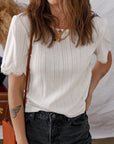 Lace Trim Textured T-Shirt