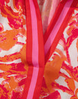 Abstract Stripe Trim Split Neck Blouse