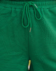 Karina Textured Ruffle Split Top and Drawstring Shorts