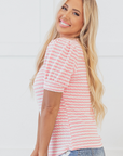 Dylan Stripe Textured Puff Sleeve Top