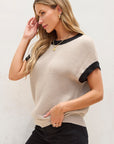 Inaya Beige Batwing Sleeve Sweater Top