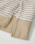 Plus Size Stripe Knit Ribbed Long Sleeve Top