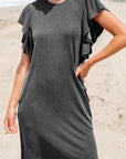 Jocelyn Ruffled Flutter Sleeve Dress