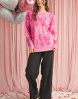 Bow Pattern Drop Sleeve Loose Sweater