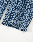 Leopard Drawstring Elastic Waist Pocketed Jeans