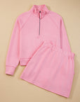 Solid Half Zip Pullover and Mini Skort Set