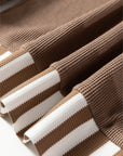 Stripe Patchwork Waffle Knit Buttoned Hoodie