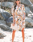 Christina Puff Sleeve Button Up Braided Belt Mini Dress