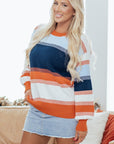 Colorblock Round Neck Long Sleeve Sweater